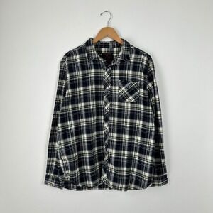 Mens ROQBA XL Flannel Shirt Long Sleeve Plaid Button Up Casual Olive Green